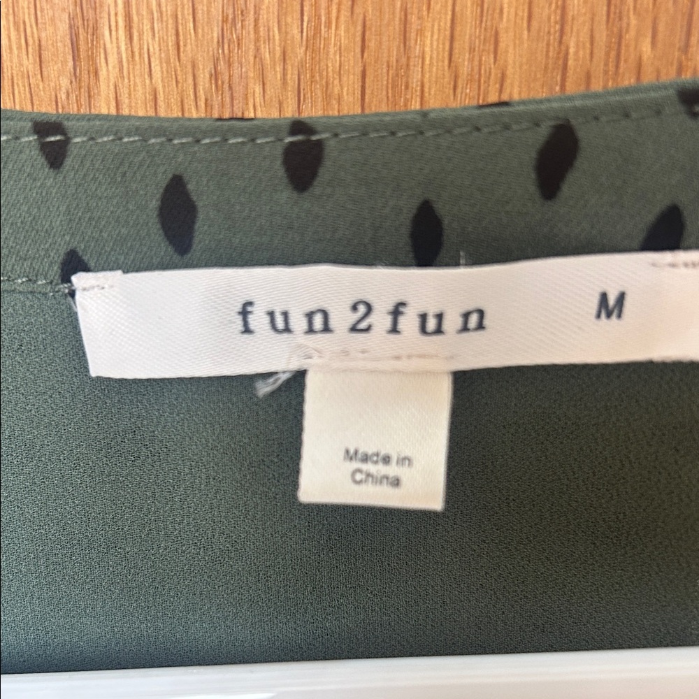 Fun 2 Fun Green Dotted Blouse - Picture 2 of 3